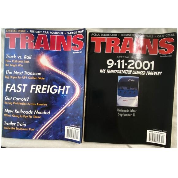 Vtg Lot 2 Trains November December 2001 Magazine Special Report 9-11-01 Collect - Picture 1 of 6